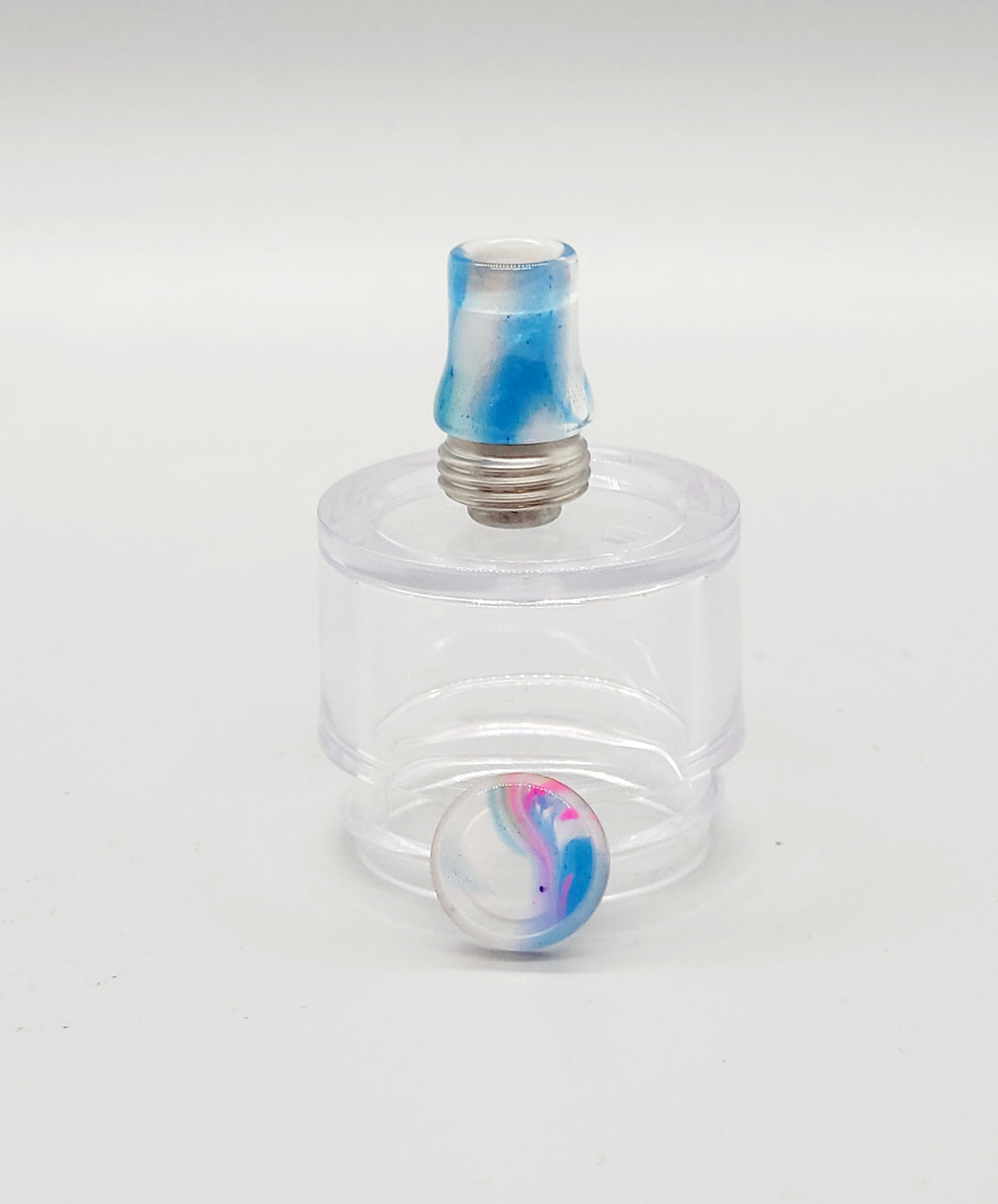 Hand Poured Acrylic Button & Tip set for the Pulse AIO - Rainbow Zebra - Mission
